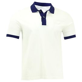 Polo Prada in piqué con punte a contrasto in cotone bianco Bianco