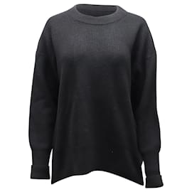 A.L.C-a.l.C. Memphis Rib Knit Long Sleeve Sweater in Black Merino Wool-Black