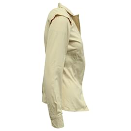 Sportmax-Camisa Sportmax cintura abotoada com botões em algodão bege-Bege