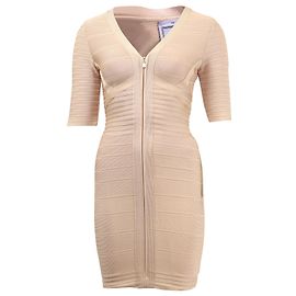 Herve Leger Lilith Bandage Mini robe en rayonne beige Marron Beige