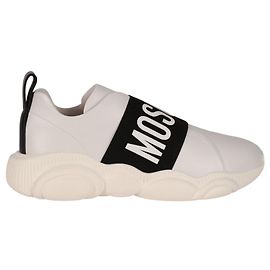 Moschino Tênis de couro com logotipo Branco