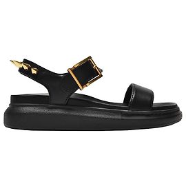 Alexander Mcqueen Sandali in Pelle Nera e Oro Nero