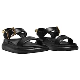 Alexander Mcqueen-Sandals in Black and Gold Leather-Black