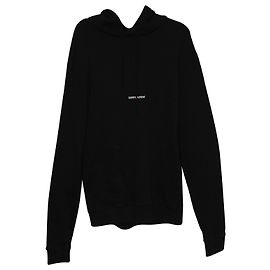 Saint Laurent Rive Gauche Hoodie aus schwarzer Baumwolle Schwarz
