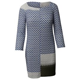 Vestido tricotado com padrão assimétrico Missoni em seda artificial azul Azul