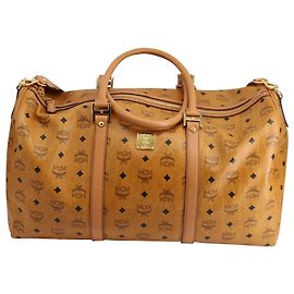 MCM Ottomar Weekender Bag in Brown Tan Coated Canvas Brown Beige
