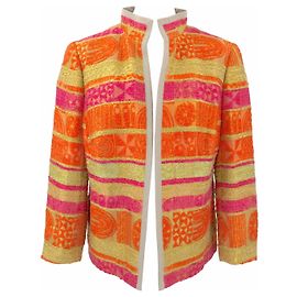 Akris summer jacket in orange & pink woven silk blend Orange