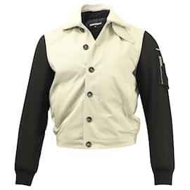 Dsquared2-Dsquared2 Cropped Jacket with Contrast Sleeves in Beige Polyester-Beige