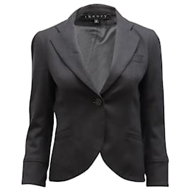 Theory-Theory Cropped Jacket in Black Wool-Black