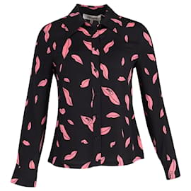 Diane Von Furstenberg-Diane Von Furstenberg Samson Falling Lips Blouse in Black Silk-Other