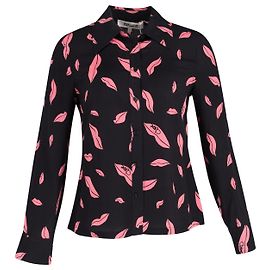 Diane Von Furstenberg Samson Falling Lips Bluse aus schwarzer Seide Andere