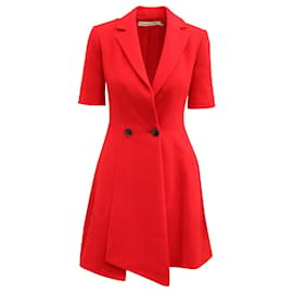 Dior-Christian Dior gefüttertes, einreihiges Kleid aus roter Wolle-Rot