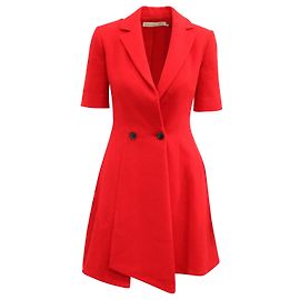 Christian Dior lined-Breasted Dress in Red Wool Red