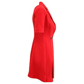 Dior-Christian Dior Vestido com busto forrado em lã vermelha-Vermelho