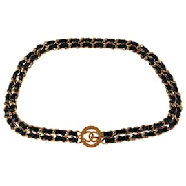 Chanel-Chanel chain belt in leather and metal-Blue