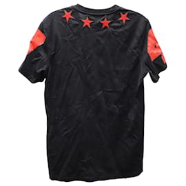 Givenchy-Givenchy Embroidered Red Stars T-shirt in Black Cotton-Black