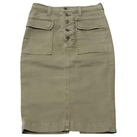 J Brand-J Brand Pencil Denim Skirt in Brown Cotton-Brown