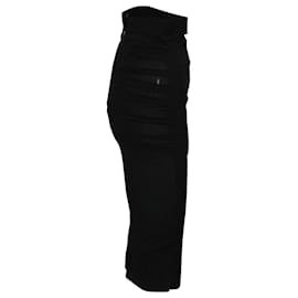 Dolce & Gabbana-Dolce & Gabbana Ruched Midi Skirt in Black Silk-Black