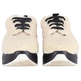 Céline-Sneakers Celine Delivery in Shearling Platform in Lana Panna-Bianco,Crudo