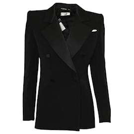 Saint Laurent-Saint Laurent Exaggerated lined-Breasted Blazer in Black Wool-Black