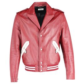 Saint Laurent Teddy Western Jacket in Red Lambskin Leather Red