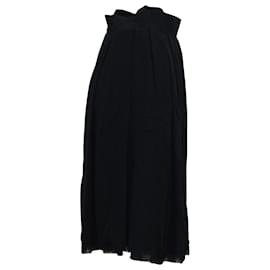 Chanel-Chanel Pleated Skirt in Navy Blue Silk-Navy blue