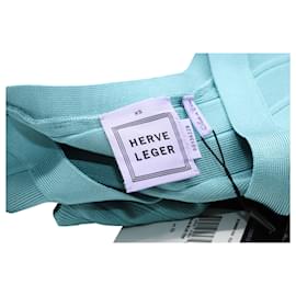 Herve Leger-Herve Leger Lilith Bandage Mini Dress in Blue Rayon-Blue