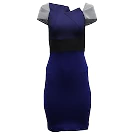 Roland Mouret-Roland Mouret Accent Sleeve Bodycon Dress in Blue Polyester-Blue,Navy blue