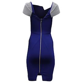 Roland Mouret-Roland Mouret Accent Sleeve Bodycon Dress in Blue Polyester-Blue,Navy blue