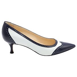 Sapatos Spectator de dois tons Manolo Blahnik Ancor em couro azul marinho Azul Azul marinho