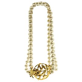 Collier de perles à trois rangs Salvatore Ferragamo en métal doré Doré