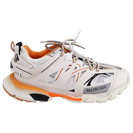 Balenciaga Baskets Triple S en Cuir Blanc/Orange Blanc