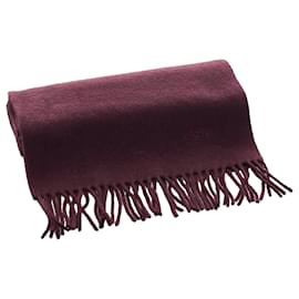 Fendi-Fendi Red Wool Fringed Scarf-Red,Dark red