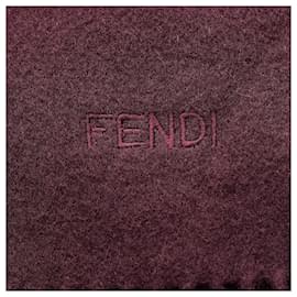 Fendi-Fendi Red Wool Fringed Scarf-Red,Dark red