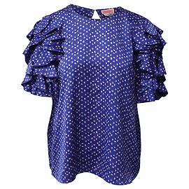 Kate Spade Puffärmel Geo Dot Top aus mehrfarbiger Seide Andere