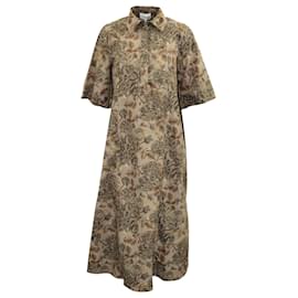 Ganni-Vestido largo de popelina con estampado floral Ganni en algodón marrón-Otro