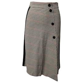Maje-Maje Jessil Asymmetric Plaid Midi Skirt in Multicolor Cotton-Other