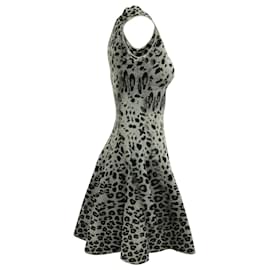 Alaïa-Alaïa Leopard Print Mini Dress in Grey Viscose-Other