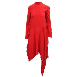 Petar Petrov Dana Asymmetrisches Rüschenkleid aus roter Seide Rot