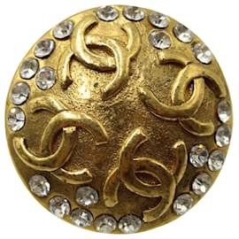 Chanel-Orecchini a clip con logo Chanel in metallo dorato-D'oro
