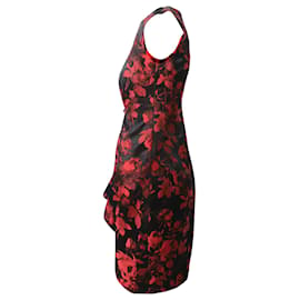 Jason Wu-Jason Wu Draped Floral Print Sleeveless Dress in Black Polyester-Other