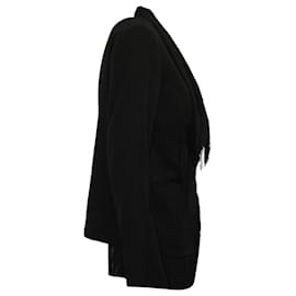 Stella Mc Cartney-Blazer monopetto di Stella McCartney in lana nera con bordo sfrangiato-Nero