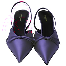 Balenciaga-Balenciaga Knife Slingback Pumps in Fuchsia Pink Satin-Pink