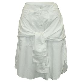 T by Alexander Wang Camisa Manga Gravata Saia em Algodão Branco Branco