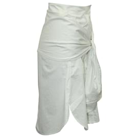 T By Alexander Wang-T by Alexander Wang Shirt Sleeve Tie Button Skirt in White Cotton -White