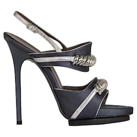 Balenciaga-Satin High-Heel Sandals-Blue