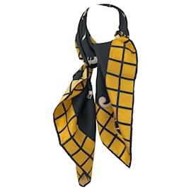 Sciarpa Bulgari in seta nera e oro Nero