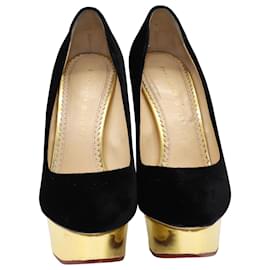Charlotte Olympia-Zapatos de tacón con plataforma Dolly de Charlotte Olympia en terciopelo negro-Negro