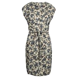 Balenciaga-Grey Floral Print Silk Dress-Grey