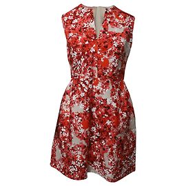 Mini vestido floral sem mangas Giambattista Valli em algodão vermelho Outro